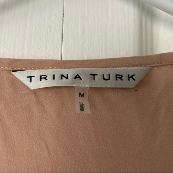 Trina Turk blush pink multicolor sequined blouse - Picture 2 of 3
